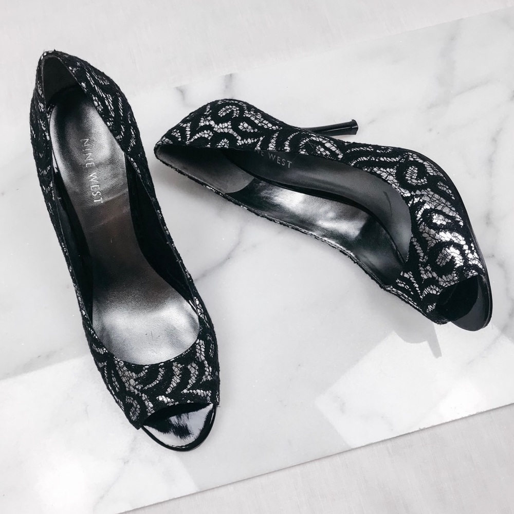 NINE WEST Masqureder Open Toe Heels
